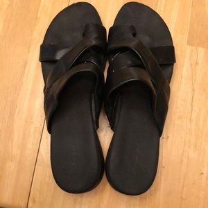 Black wedge sandals